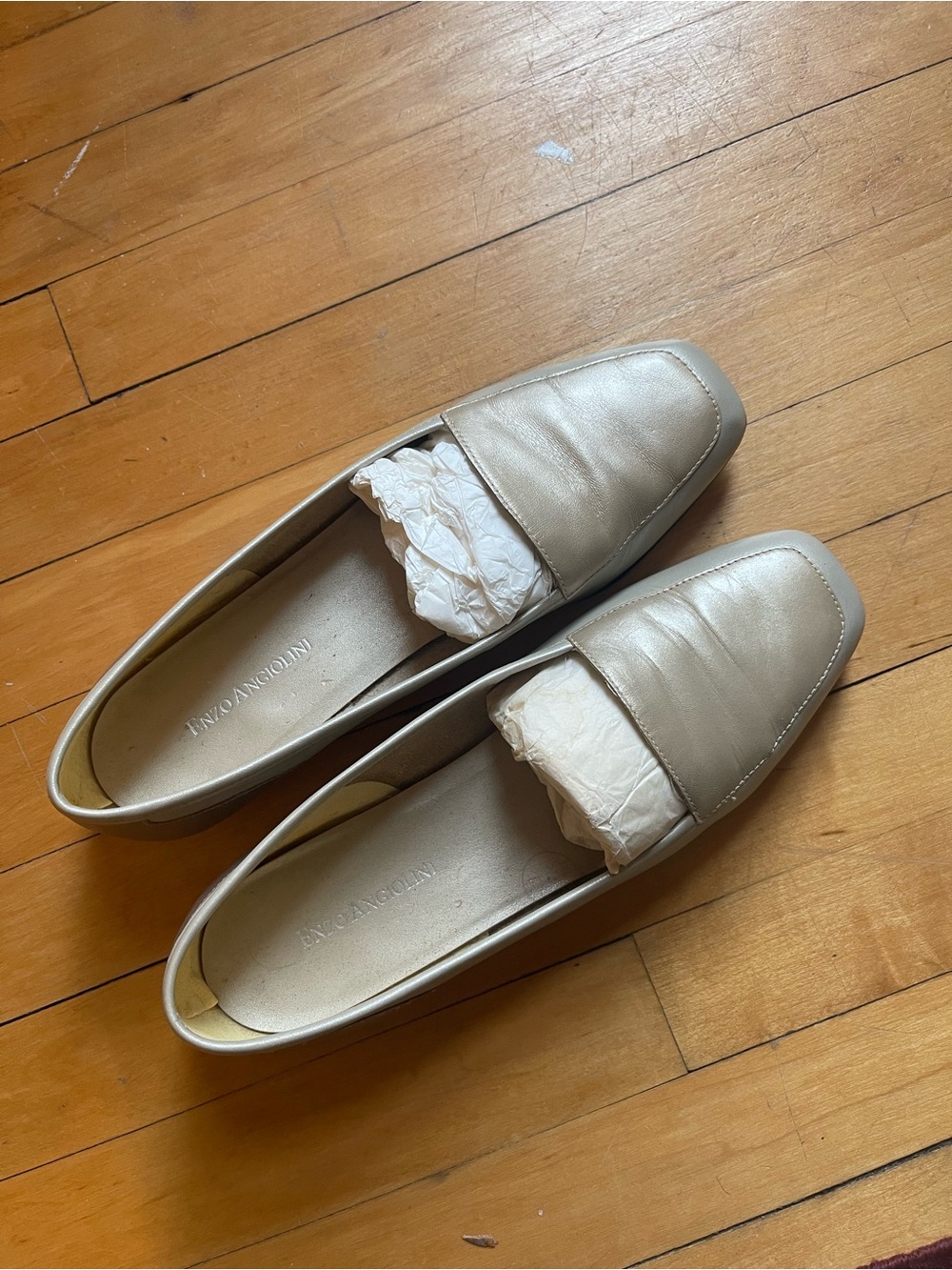 Enzo Angiolini Metallic Champagne Loafers